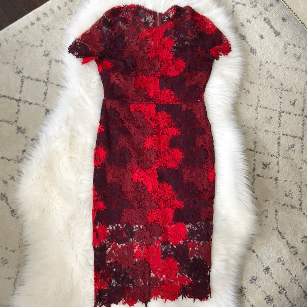 Lulus Red Lace Midi Dress